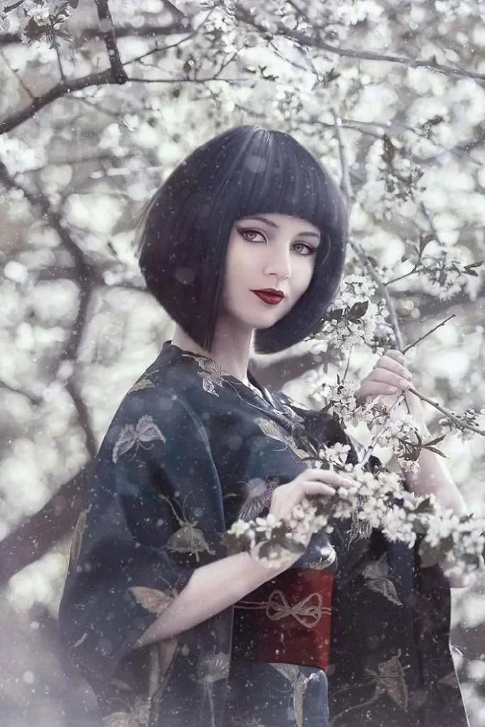 Kimono Floral Butterfly Red Obi