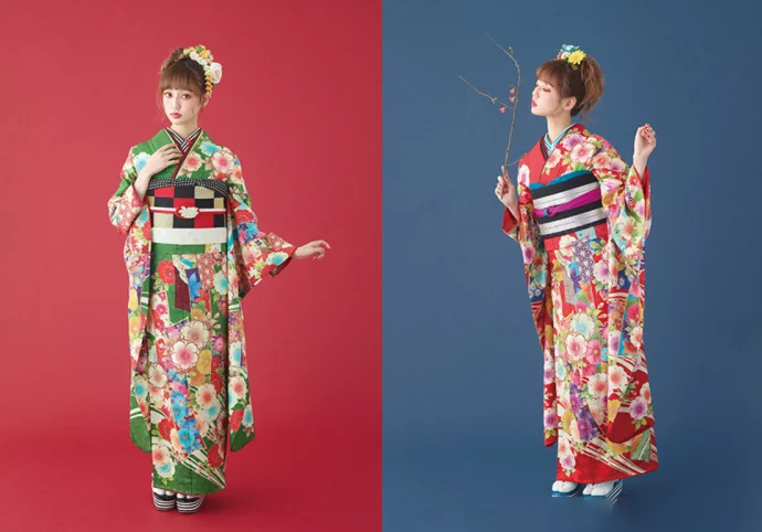 Kimono Floral Cherry Blossom Crane Wave