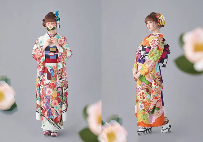 Kimono Floral Cherry Blossom Crane Geometric