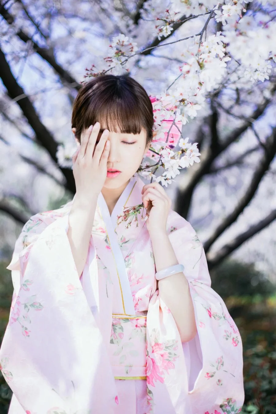 Kimono Floral Cherry Blossom Crane Wave Geometric