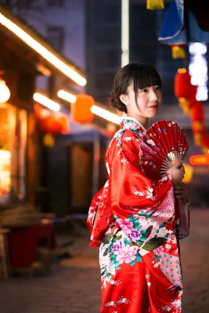 Kimono Floral Cherry Blossom Red