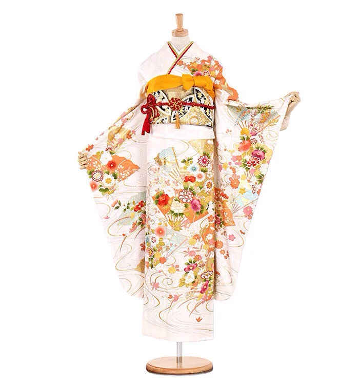 Kimono Floral Cherry Blossom Crane Wave