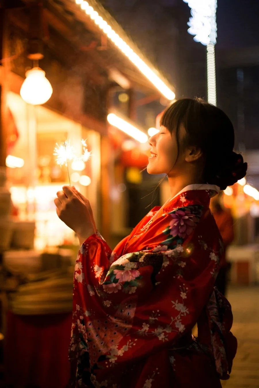 Kimono Floral Cherry Blossom Crane Wave