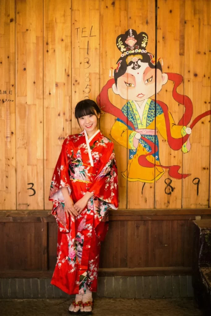 Kimono Floral Cherry Blossom Red