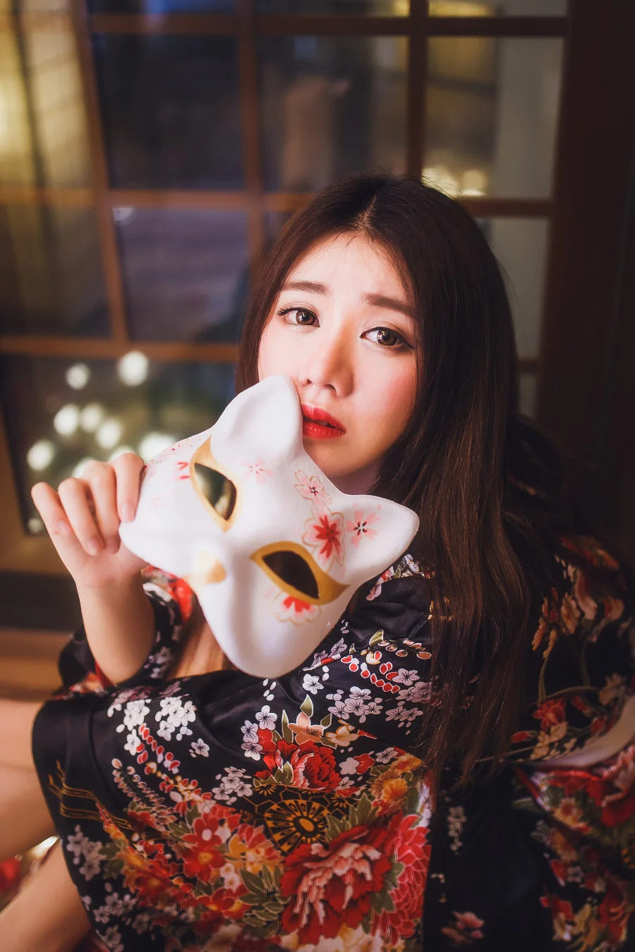 Kimono Floral Cherry Blossom Crane