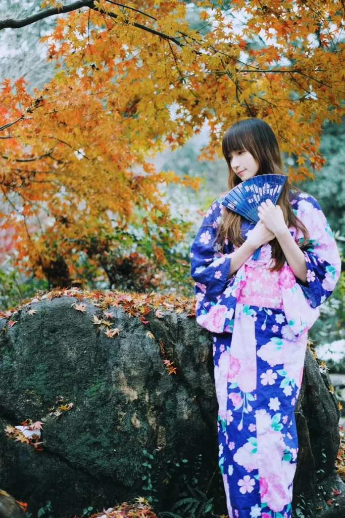 Kimono Floral Cherry Blossom Pink Blue