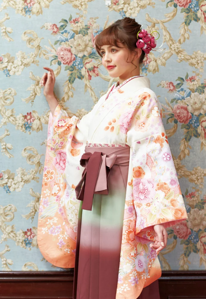 Kimono Floral Cherry Blossom Crane
