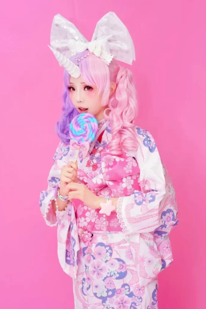 Kimono Floral Cherry Blossom Pink Purple