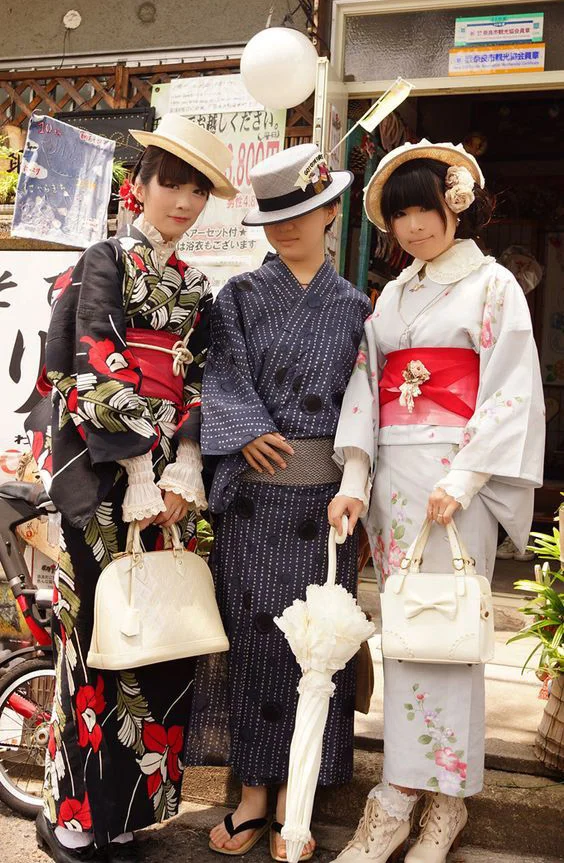 Kimono Floral Cherry Blossom Stripe