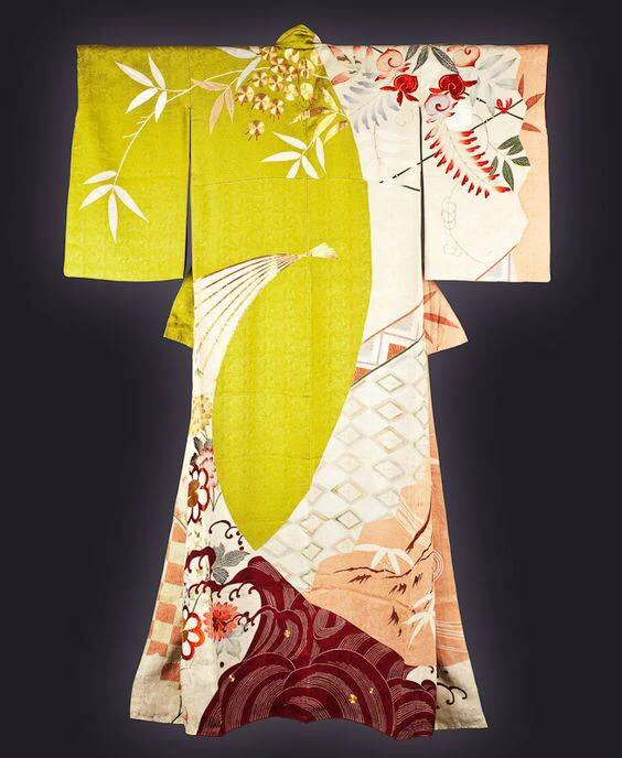 Kimono Floral Cherry Blossom Crane Wave Geometric