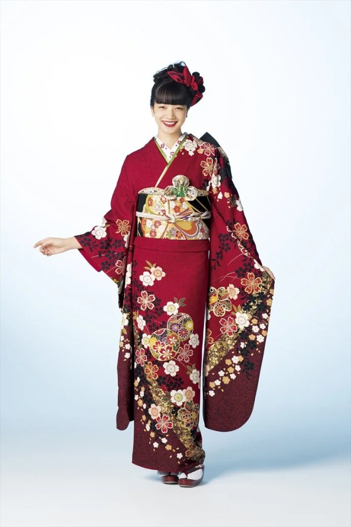 Kimono Floral Cherry Blossom Pink Yellow