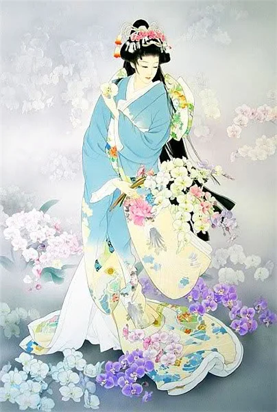 Kimono Floral Cherry Blossom Wave