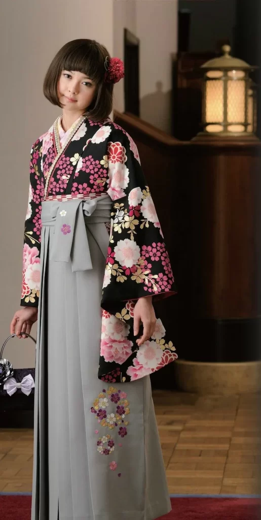 Kimono Floral Cherry Blossom Pink Black