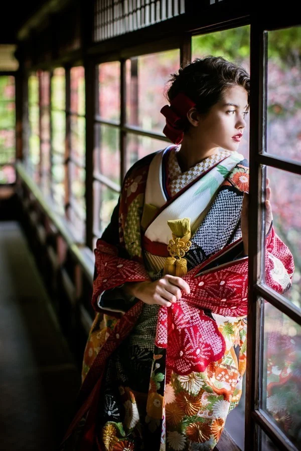 Kimono Floral Cherry Blossom Crane Geometric
