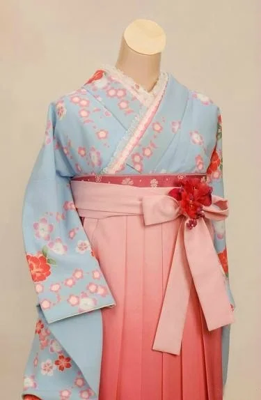 Kimono Floral Cherry Blossom Pink Blue