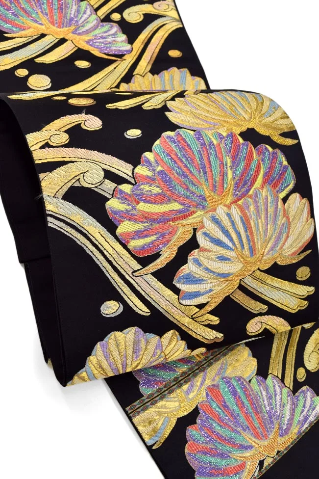 Kimono Floral Cherry Blossom Wave Geometric Stripe Bird Moon Landscape Black Traditional