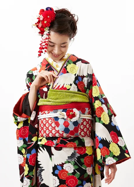 Kimono Floral Crane Bird