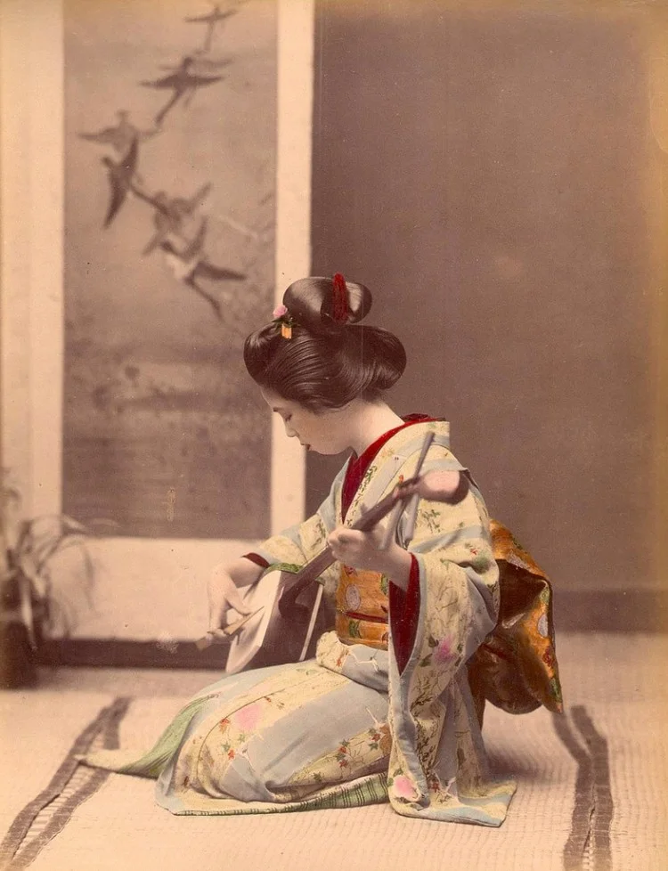 Kimono Floral Crane Bird