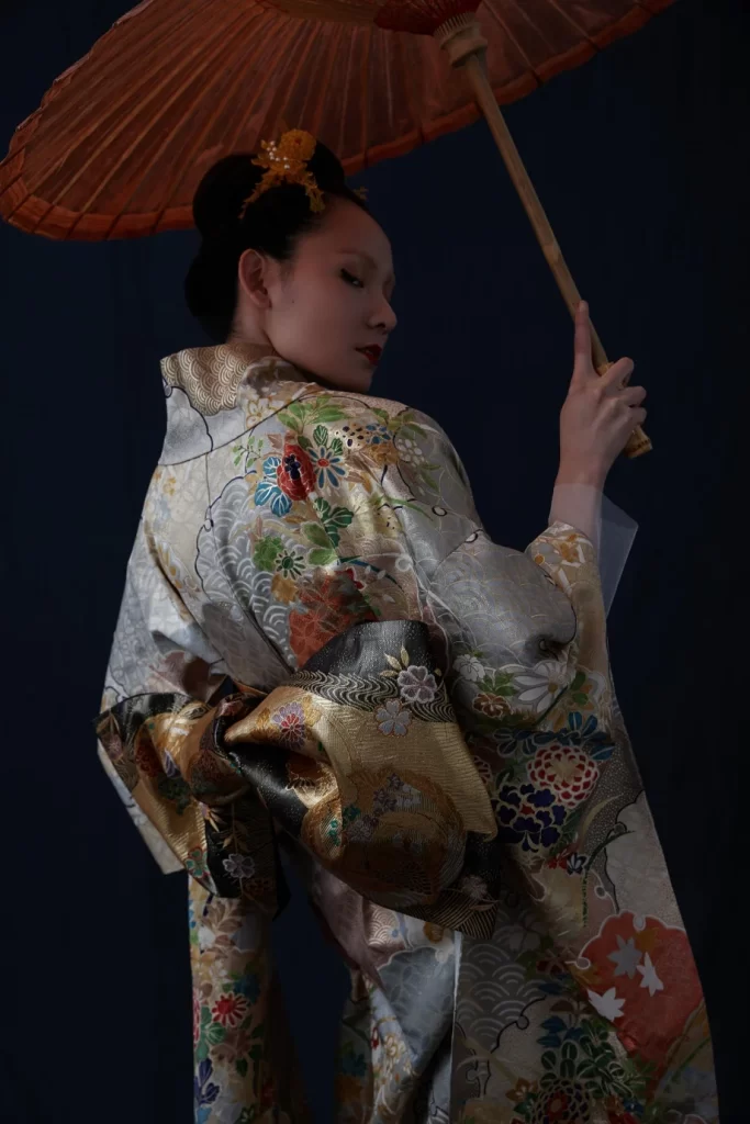 Kimono Floral Crane Wave
