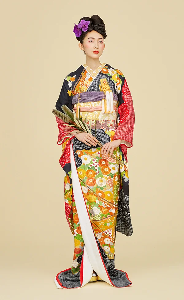 Kimono Floral Crane Wave Geometric