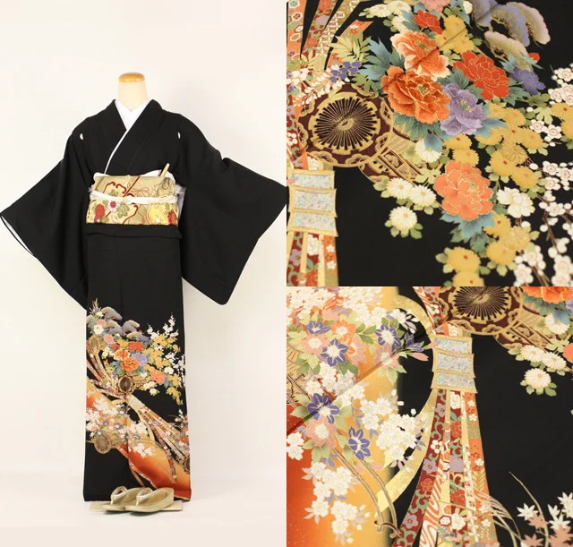 Kimono Floral Crane Wave