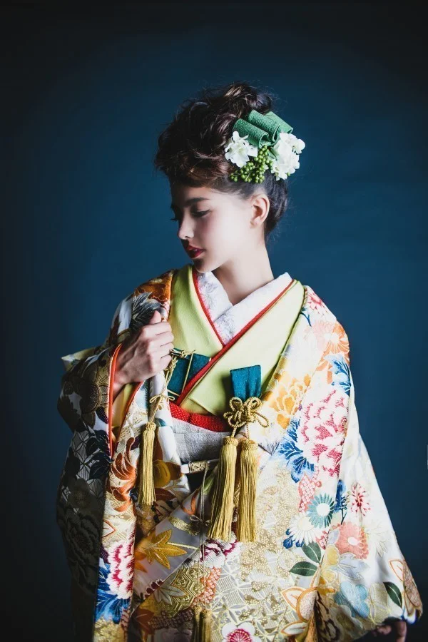 Kimono Floral Crane Wave