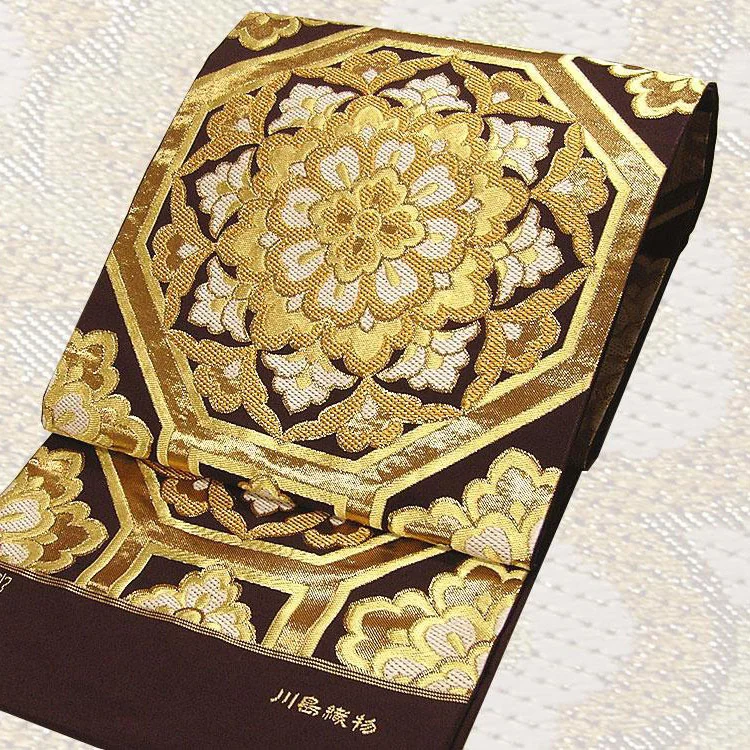 Kimono Floral Geometric Gold Brown