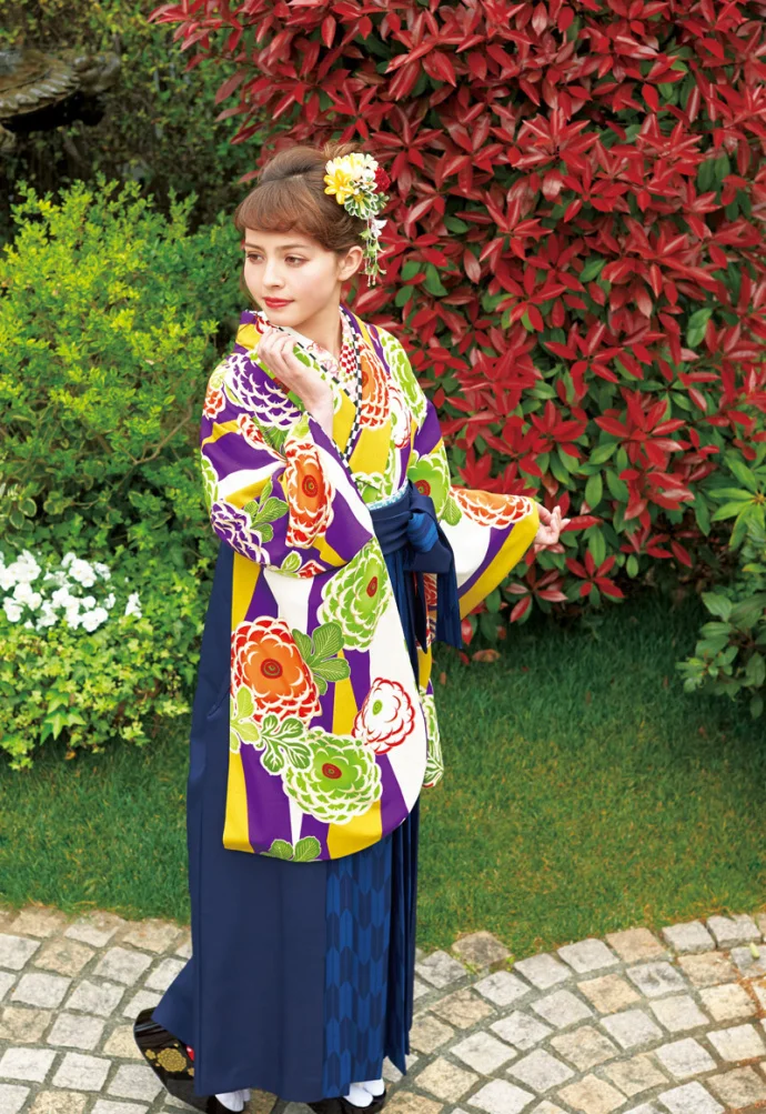 Kimono Floral Geometric Stripe