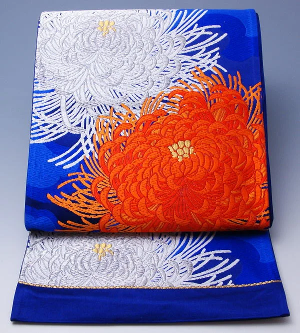 Kimono Floral Orange White Blue