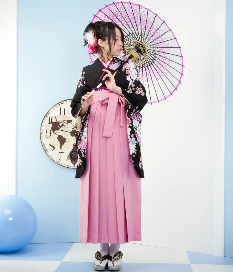 Kimono Floral Pink Black