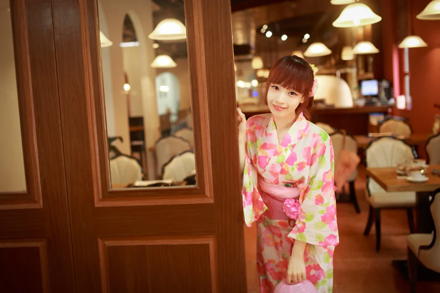 Kimono Floral Pink Green