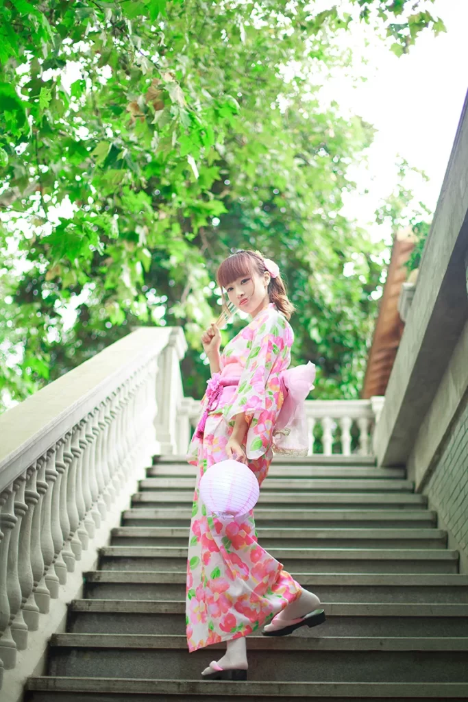 Kimono Floral Pink Green