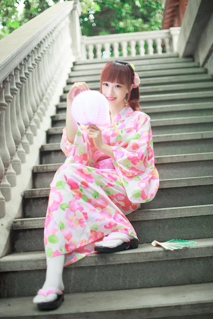 Kimono Floral Pink Green