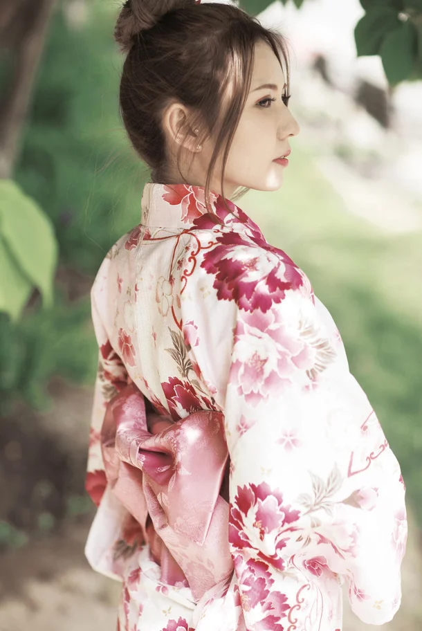 Kimono Floral Pink White