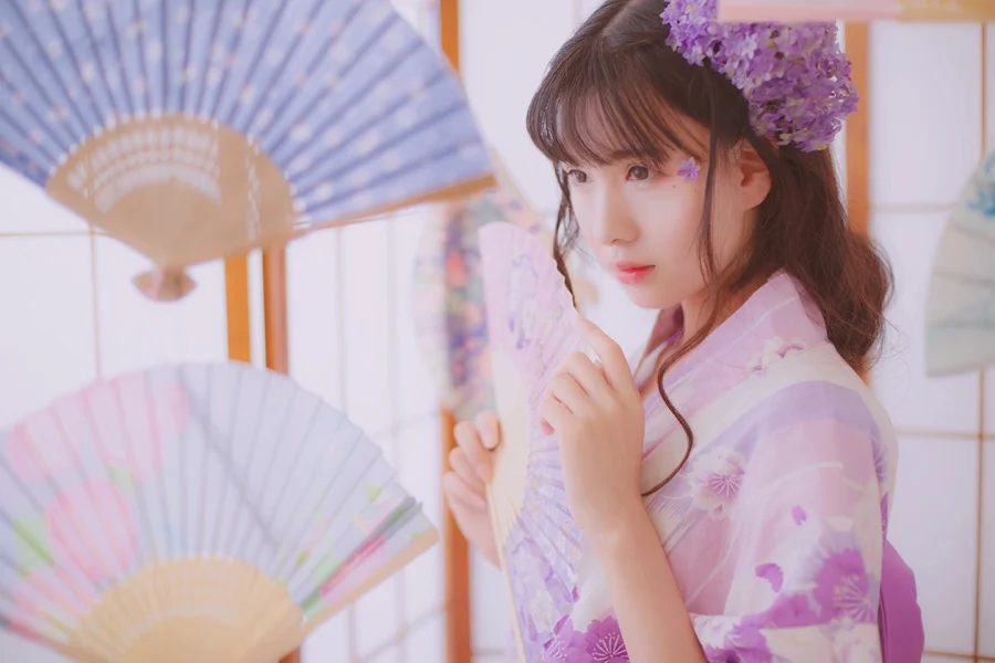 Kimono Floral Purple Pink