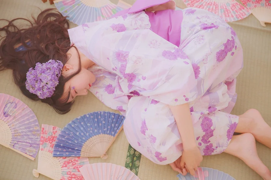 Kimono Floral Purple Pink