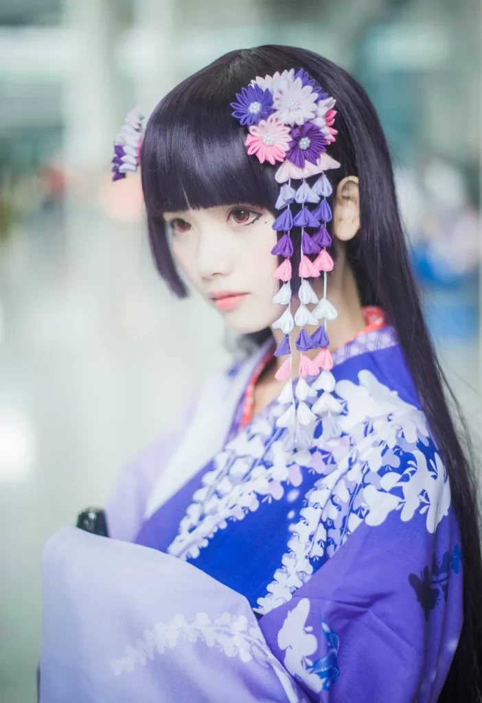 Kimono Floral Purple White