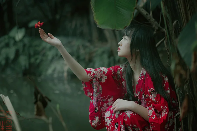Kimono Floral Red