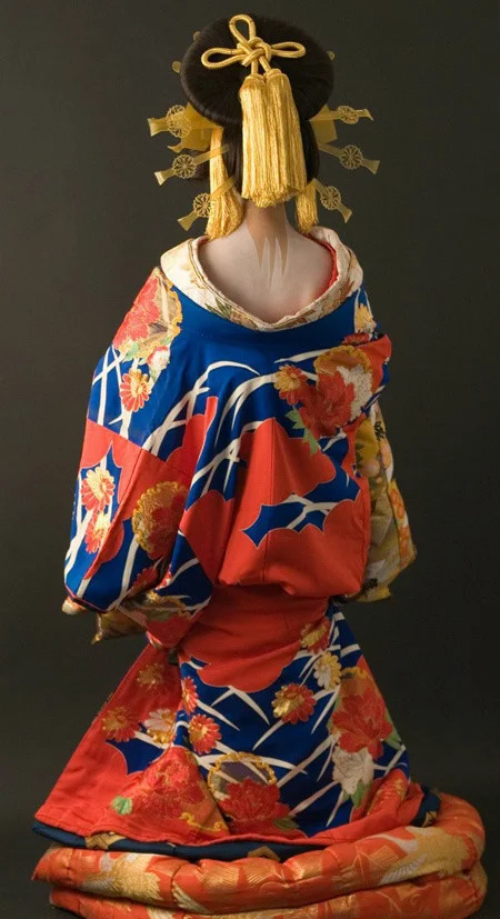 Kimono Floral Red Blue Gold