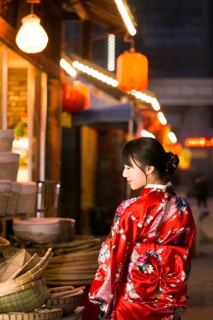 Kimono Floral Red Cherry Blossom