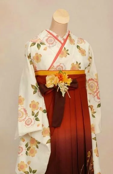 Kimono Floral Red White