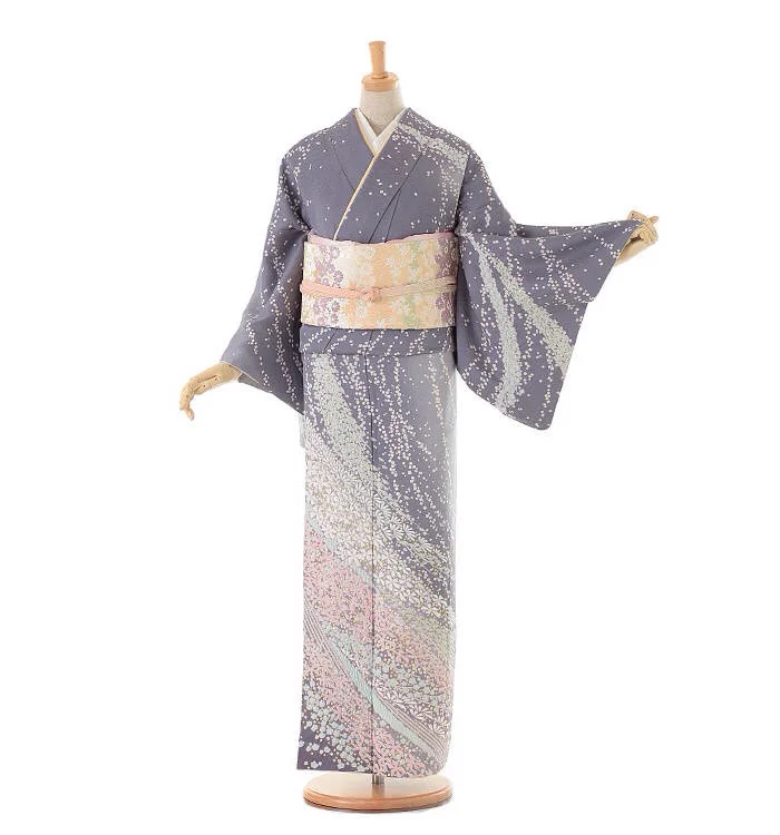 Kimono Furisode Floral Cherry Blossom Wave Geometric