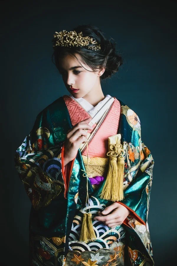 Kimono Furisode Floral Crane Wave Geometric Bird Moon