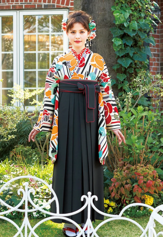 Kimono Furisode Floral Geometric Stripe Bird