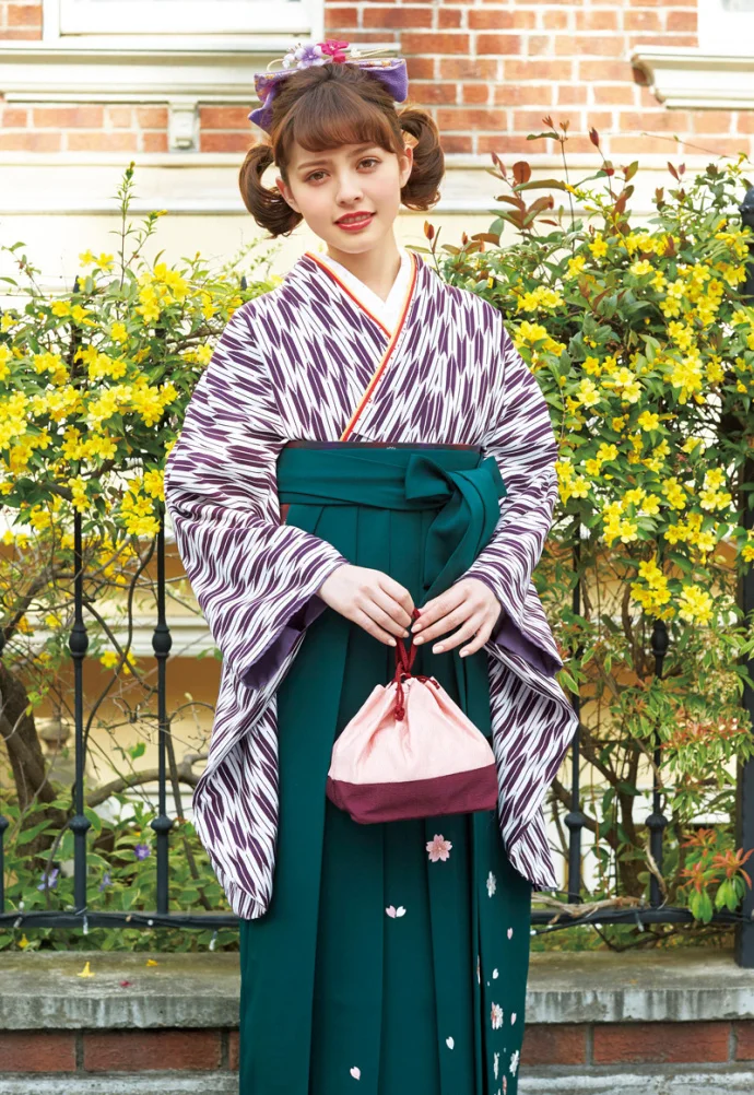 Kimono Furisode Stripe Floral Cherry Blossom Geometric