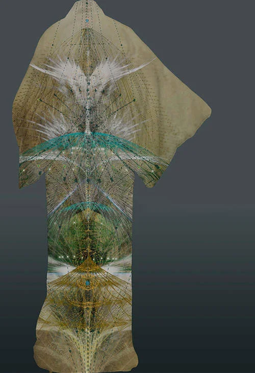 Kimono Geometric Earthy Tones Symmetrical Traditional Japanese Art