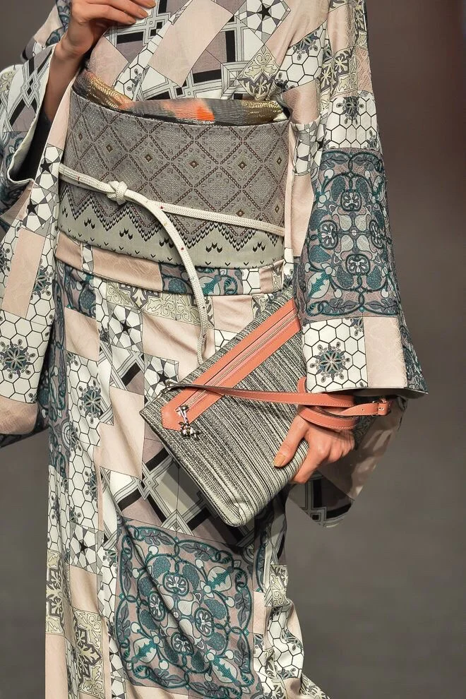 Kimono Geometric Floral Stripe