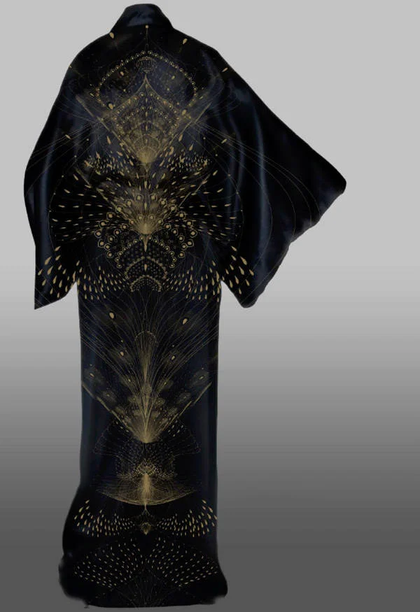 Kimono Geometric Gold Black Traditional Artistic