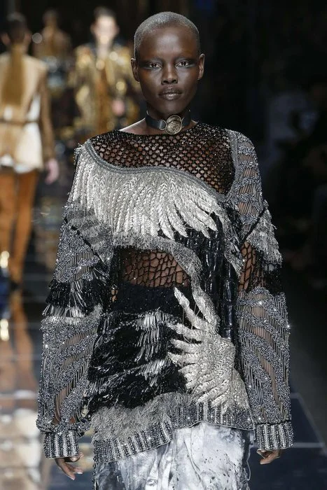 Kimono Geometric Silver Black Feather Embroidery