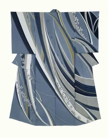 Kimono Geometric Stripe Bird Moon Landscape